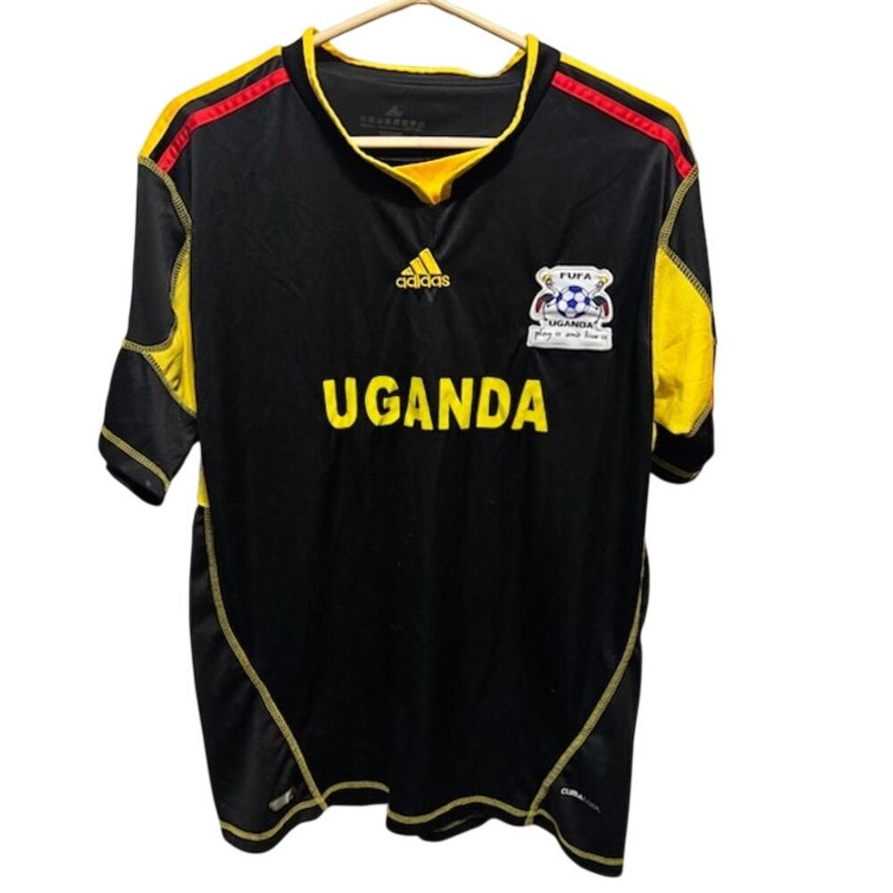 Adidas Uganda Team Soccer Jersey Mens Medium Black Yellow FUFA Football Shirt
